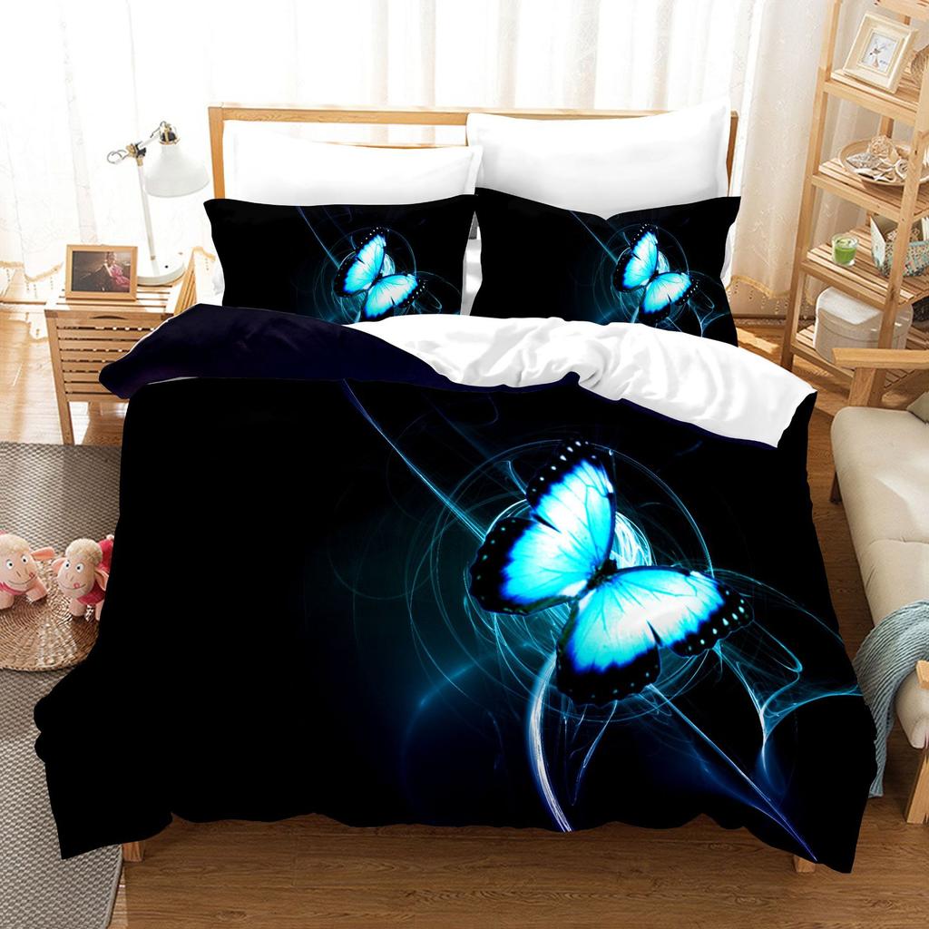 Butterfly 3D Digital Printing Kit Quilt Set Three-Piece Set