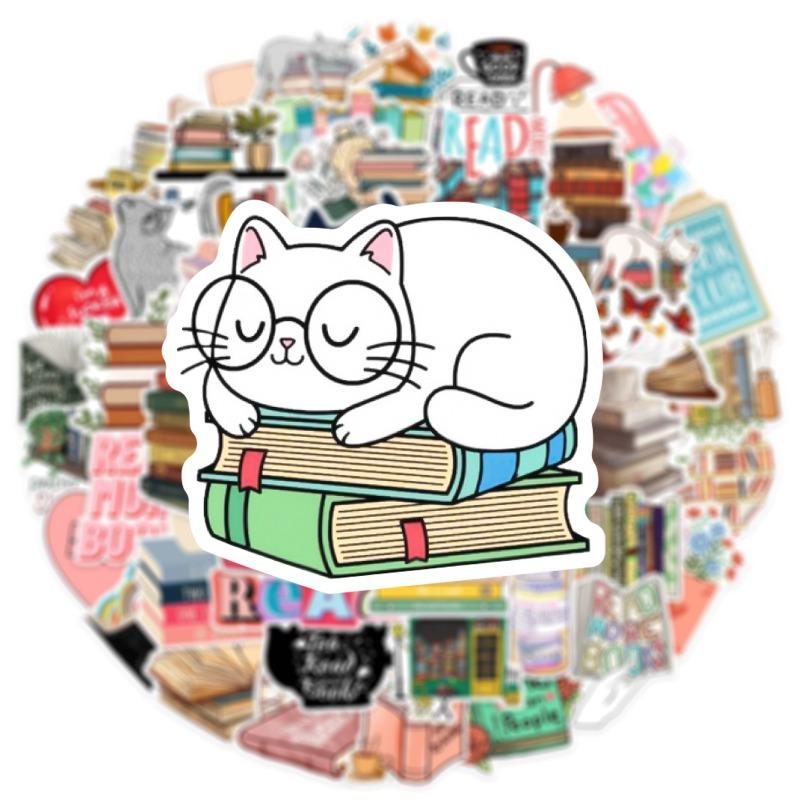 10/25/50pcs Reading Books Stickers for DIY Suitcase Water Bottle Phone Guitar Laptop Car Scrapbooking Skateboard