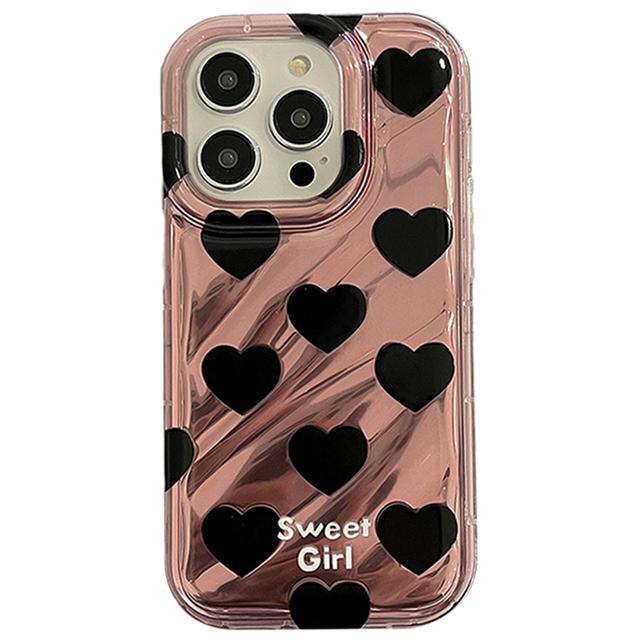 

Противоударный чехол Sweet Girl Black Love Heart Fold Wave для Iphone 13 11 12 14 Pro Max, мягкий силиконовый бампер, задняя крышка for iphone14ProMax(6.7 )