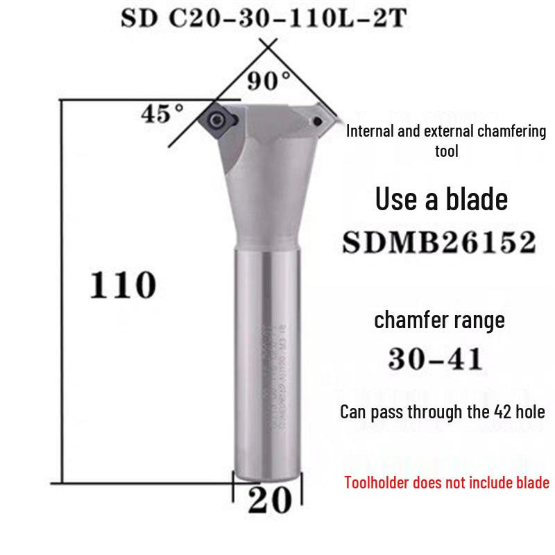 45° CNC Insertable Inner/Outer Chamfer Tool with Up/Down Back-Reaming Holder