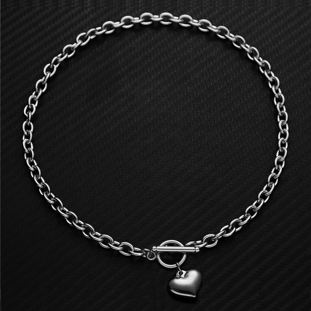 Collier Pendentif Cœur en Acier Inoxydable Style Coréen - Cadeau de Noël