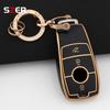 For Mercedes Benz E S G Class Glc Cle Cla Glb Gls W177 W205 W213 W222 X167 Amg E200 E260 Golden Tpu Car Key Case Cover Shell Fob