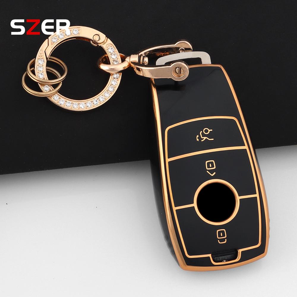 For Mercedes Benz E S G Class Glc Cle Cla Glb Gls W177 W205 W213 W222 X167 Amg E200 E260 Golden Tpu Car Key Case Cover Shell Fob