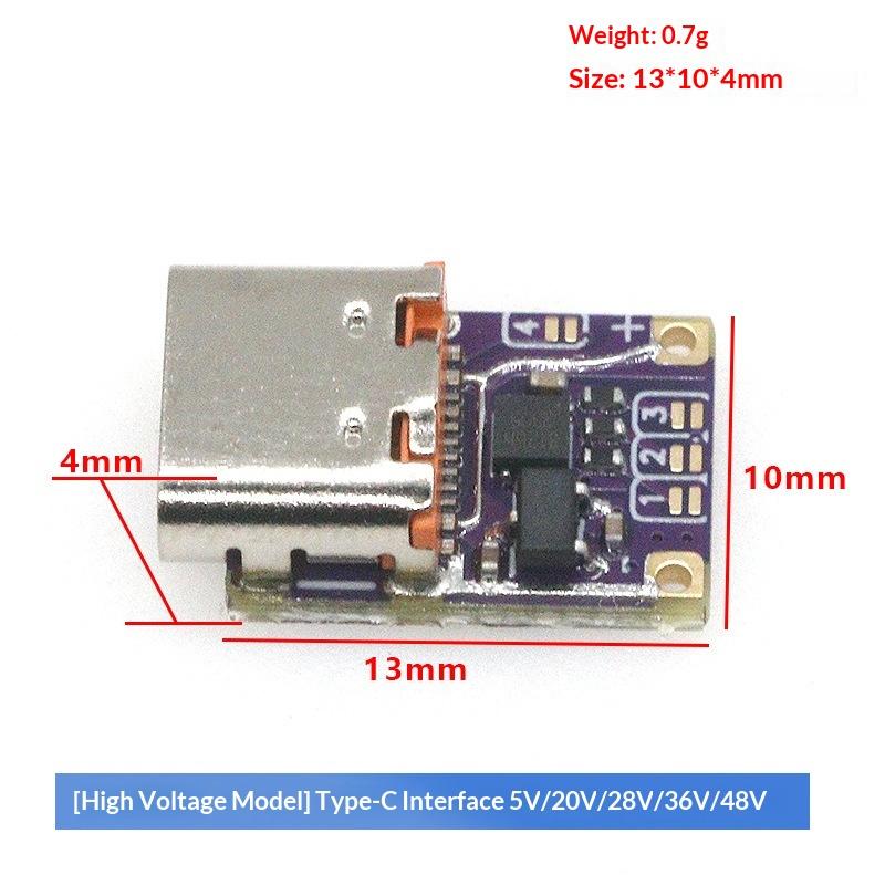 1Pcs Fast Charging Module - DC 5/9/12/15/20/28/36/48V Voltage Trigger PD To DC Type C Interface PD3.0 PD3.1 QC3.0 Deceiver