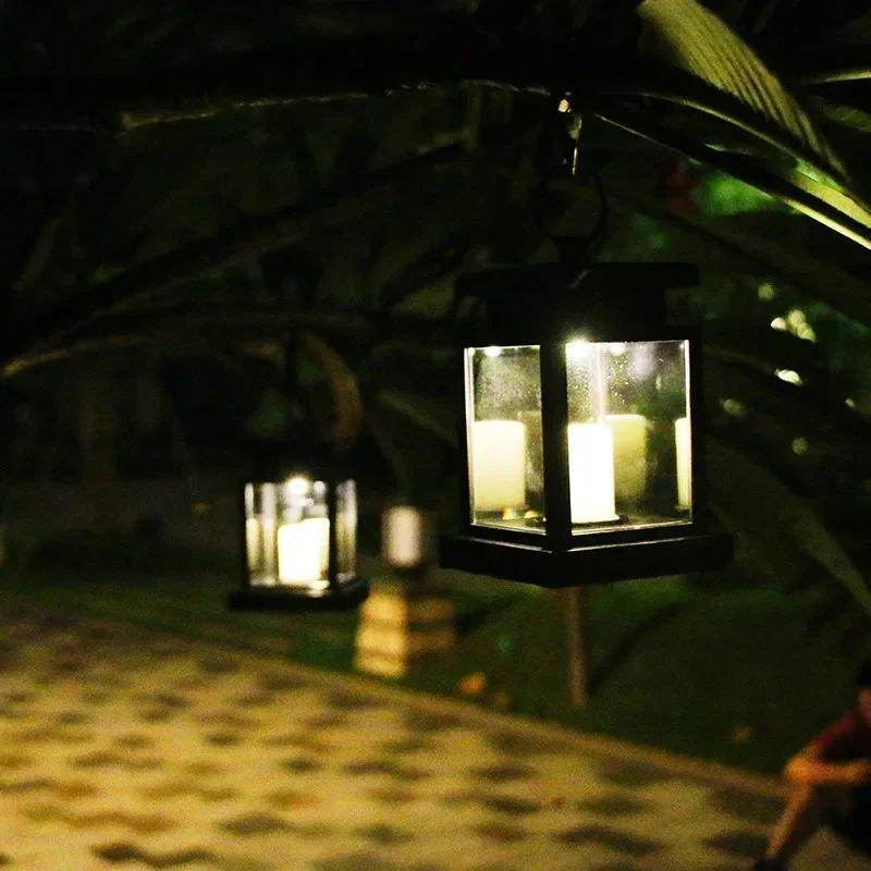 Solar Hanging Lanterns Outdoor Waterproof Super Bright LED Candle Light With Clip Landscape Christmas Lanterns