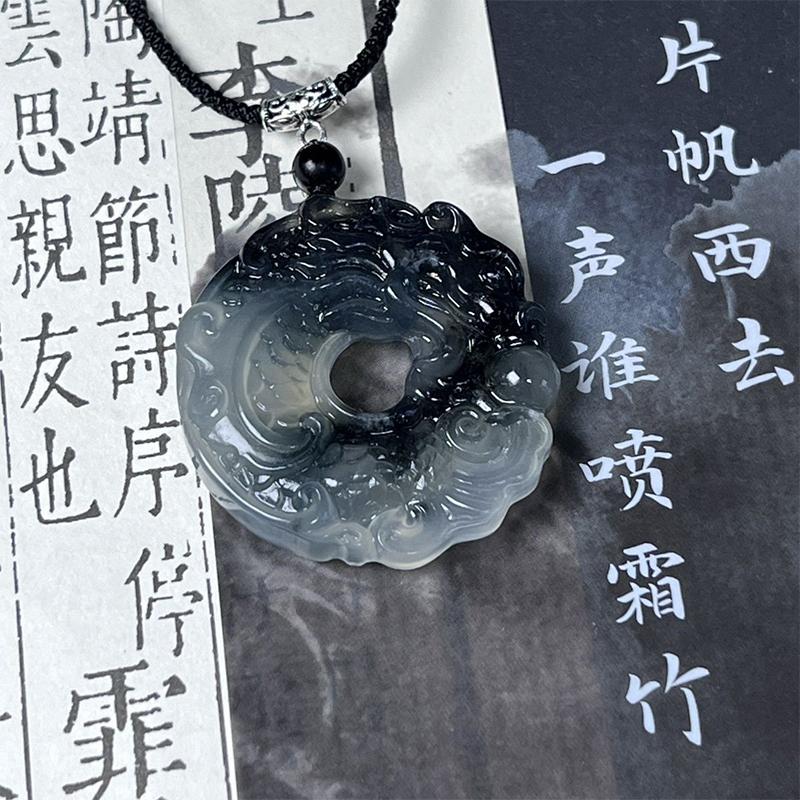 Collier avec pendentif dragon et phénix de style chinois pour femmes et filles, porte-bonheur, exorcisme, mauvais esprits, sécurité, breloques de bon augure