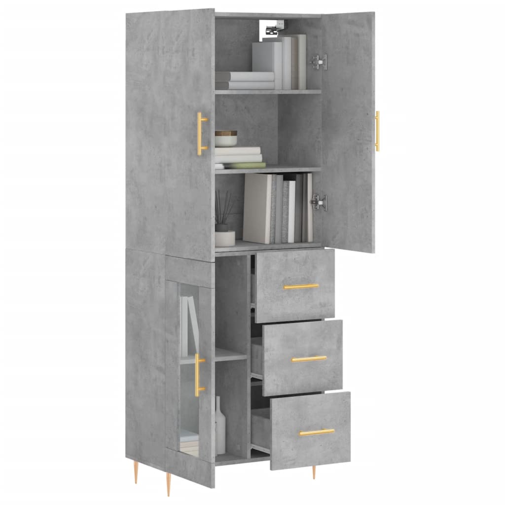 Highboard Concrete Grey 69.5 x 34 x 180 cm Particleboard