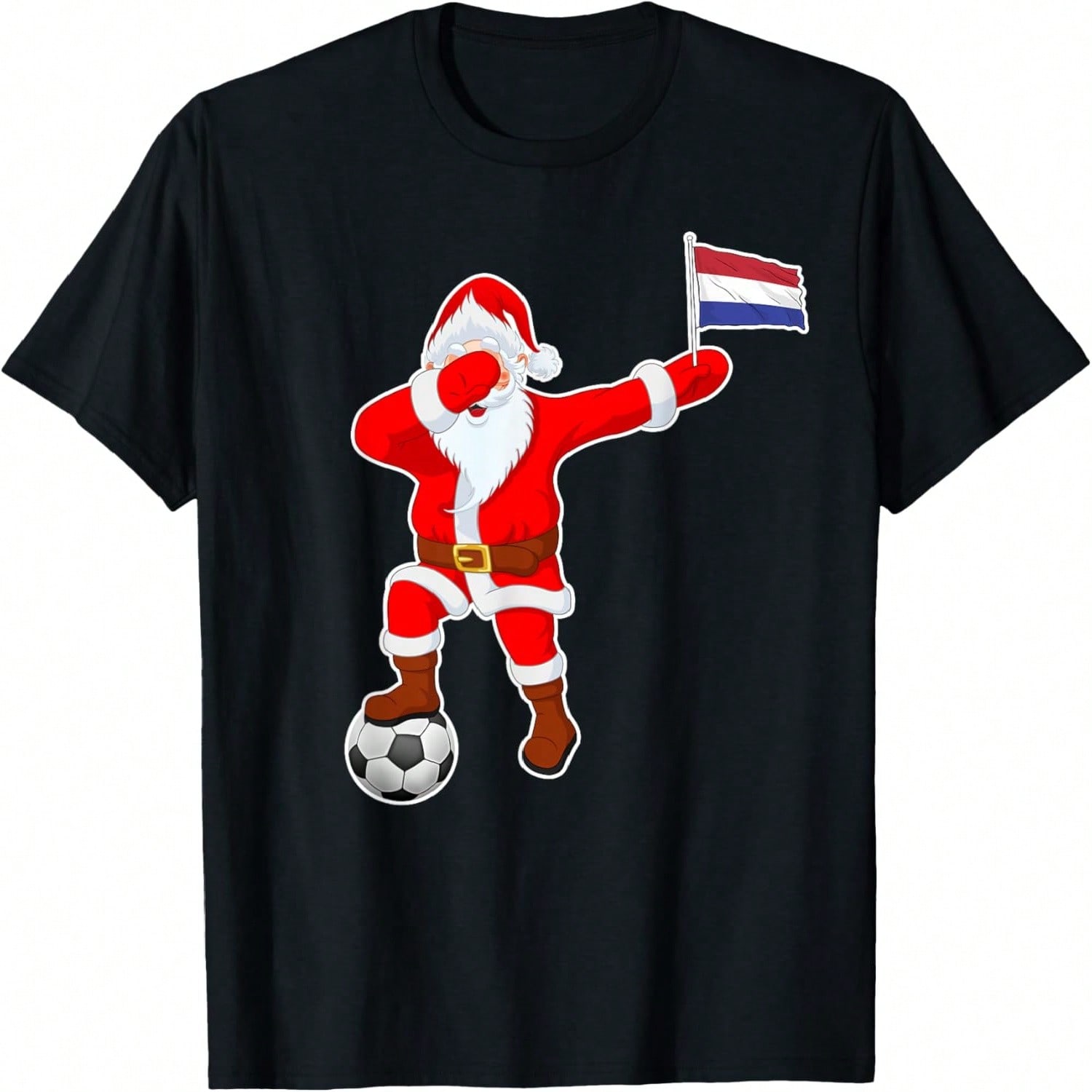 Netherlands Soccer Shirt Christmas Santa Claus Dutch Flag T-Shirt S