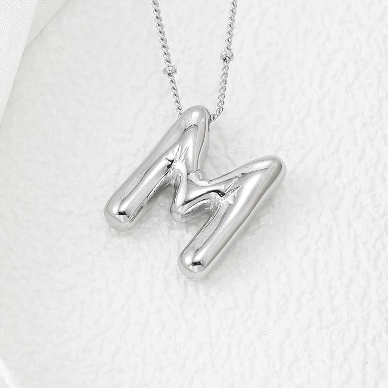 Smooth Chunky Bubble Initial letter Pendant Necklace Women Personality Jewelry Gold Balloon 26 Letter Necklaces