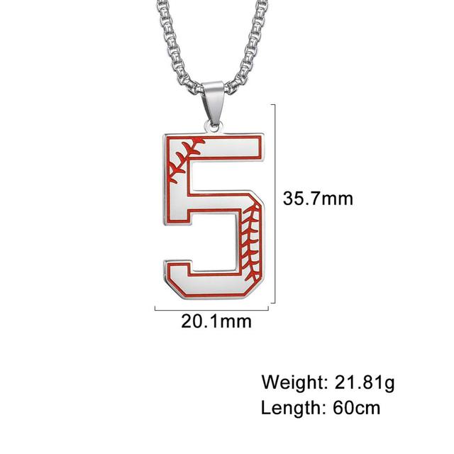 My Shape Baseball Pattern Number Pendant Necklace For Men Sport Basketball Figure Stainless Steel Necklaces Fashion Male Jewelry
