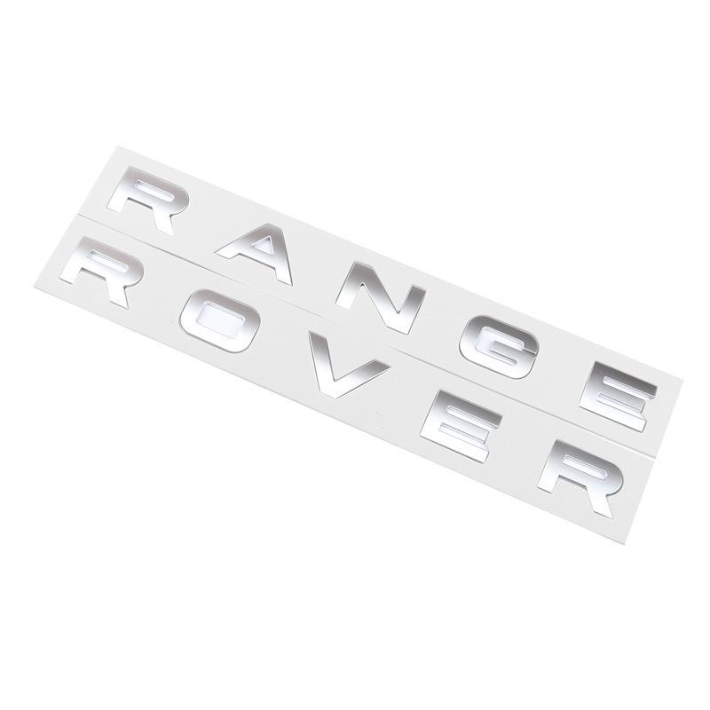 Compatible with Land Rover RANGE ROVER and Range Rover Evoque hood and rear emblems, featuring front and back English lettering stickers.