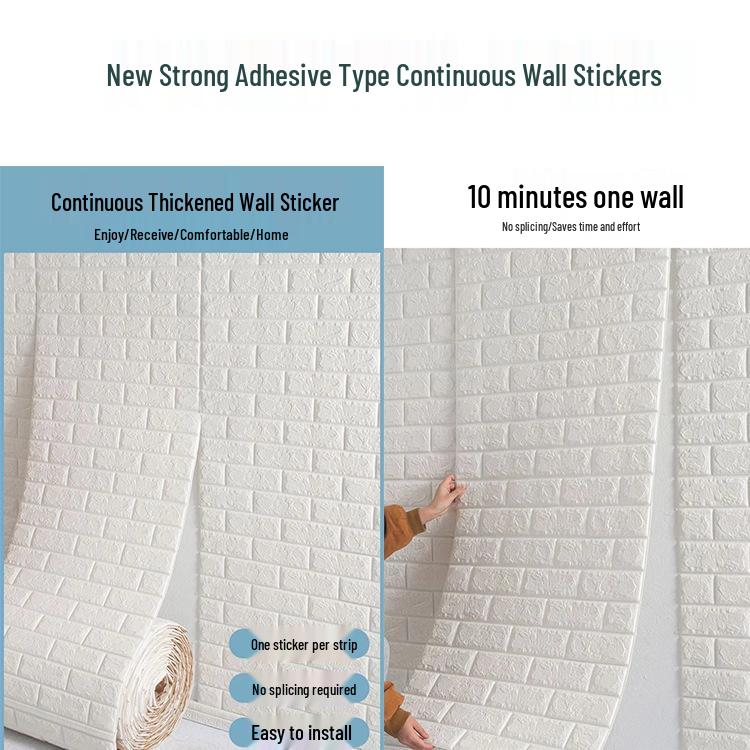 3D White Self-Adhesive Brick Pattern Foam Wallpaper - Large Seamless Decorative Stickers