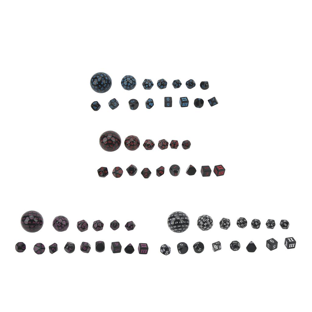 15Pcs Polyhedral Dice Set Acrylic D3 to D100 Table Gaming Dices for Role Playing Table Games Party S