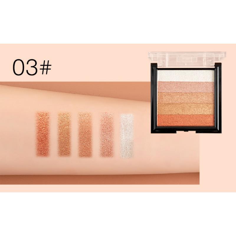 Five-colour Highlight Eyeshadow Plate Three-dimensional Brightening and Grooming Europe and The United States Pearlescent Blush Eyeshadow