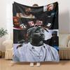 1pc 2PacHip Hop Blanket Soft Lightweight All Season Multi Purpose Throw for Sofa, Bed, Office & Picnics, French Style with Iconic Album Art & Quotes