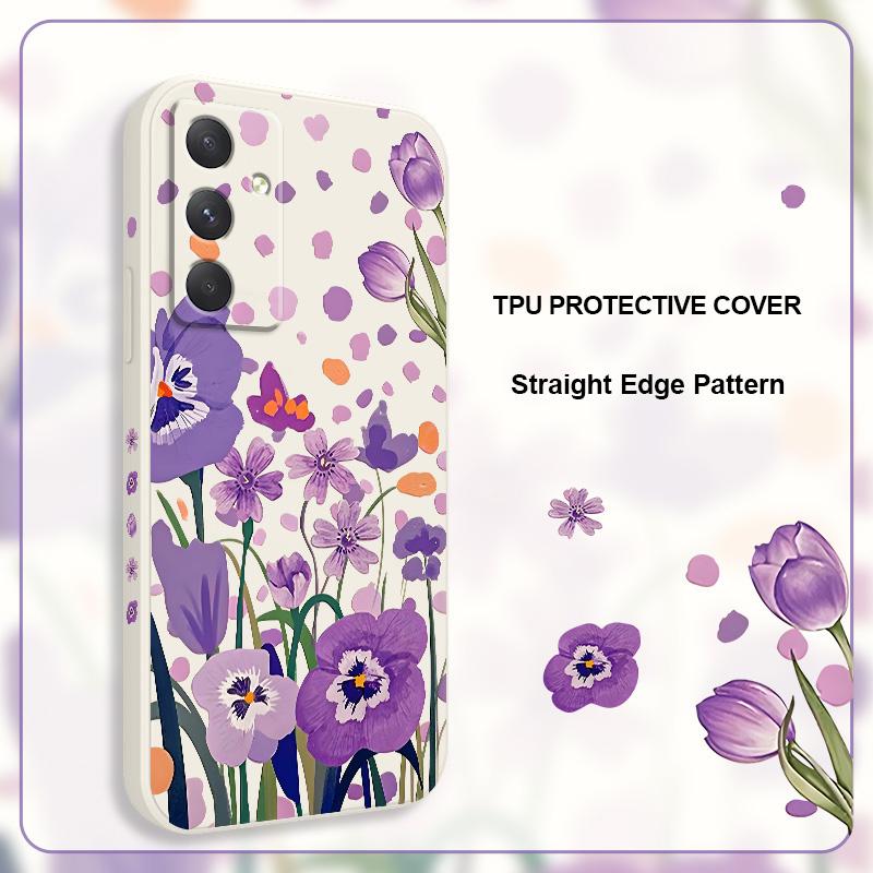 Purple Charm Tulip Phone Case For Samsung Galaxy A37 A57 Liquid Silicone Cover