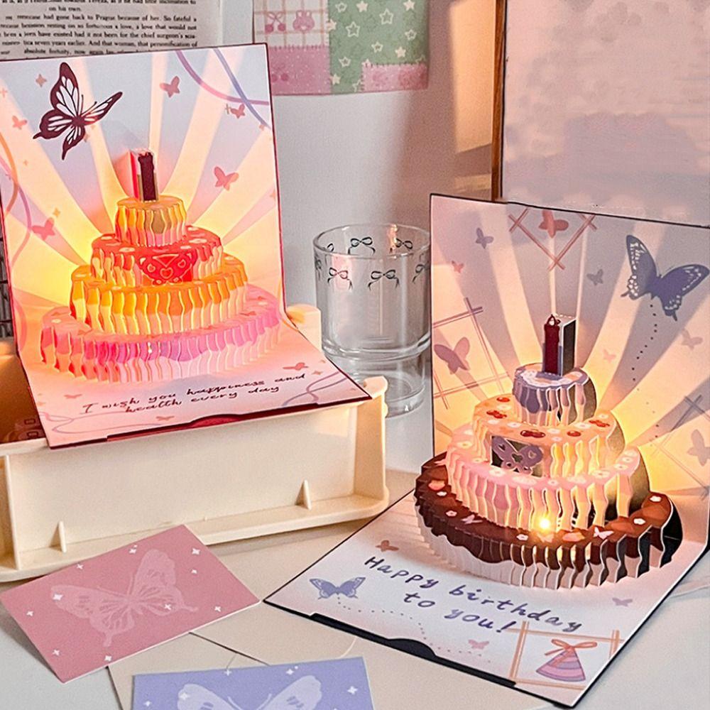 Butterfly Pop Up Birthday Card with Envelope Birthday Message Card Creative Gift Card  Table Decor