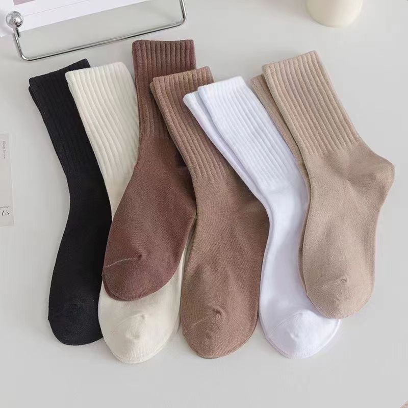 6 Pairs Women s Mid-calf Socks Autumn and Winter Trendy Versatile Long Socks Sports Socks one size