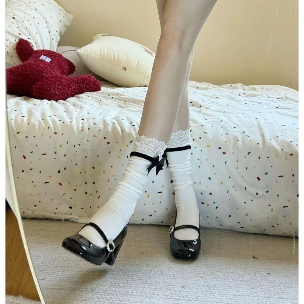 Bowknot Lolita Mid Length Socks Sweet Calf Socks High Quality Short Socks