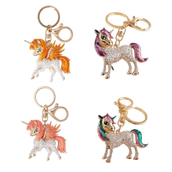 Horse Keychain Colorful Sparkling Rhinestones Horse Charm Key Chain Bags Backpacks Cars Good Luck Mascot