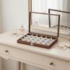 Retro Jewelry Display Tray Decorative Rectangle Watch Display Tray with Compartments Visible Glass-Lid Box Earring Storage