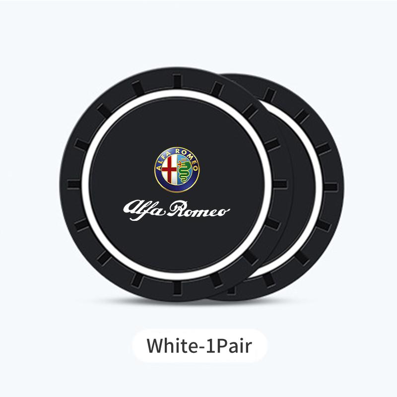 

For Alfa Romeo 2Pcs Car Silicone Coaster Anti-Slip Water Cup Drink Mat For Alfa Romeo Giulia Stelvio Giulietta 156 159 147 Mito