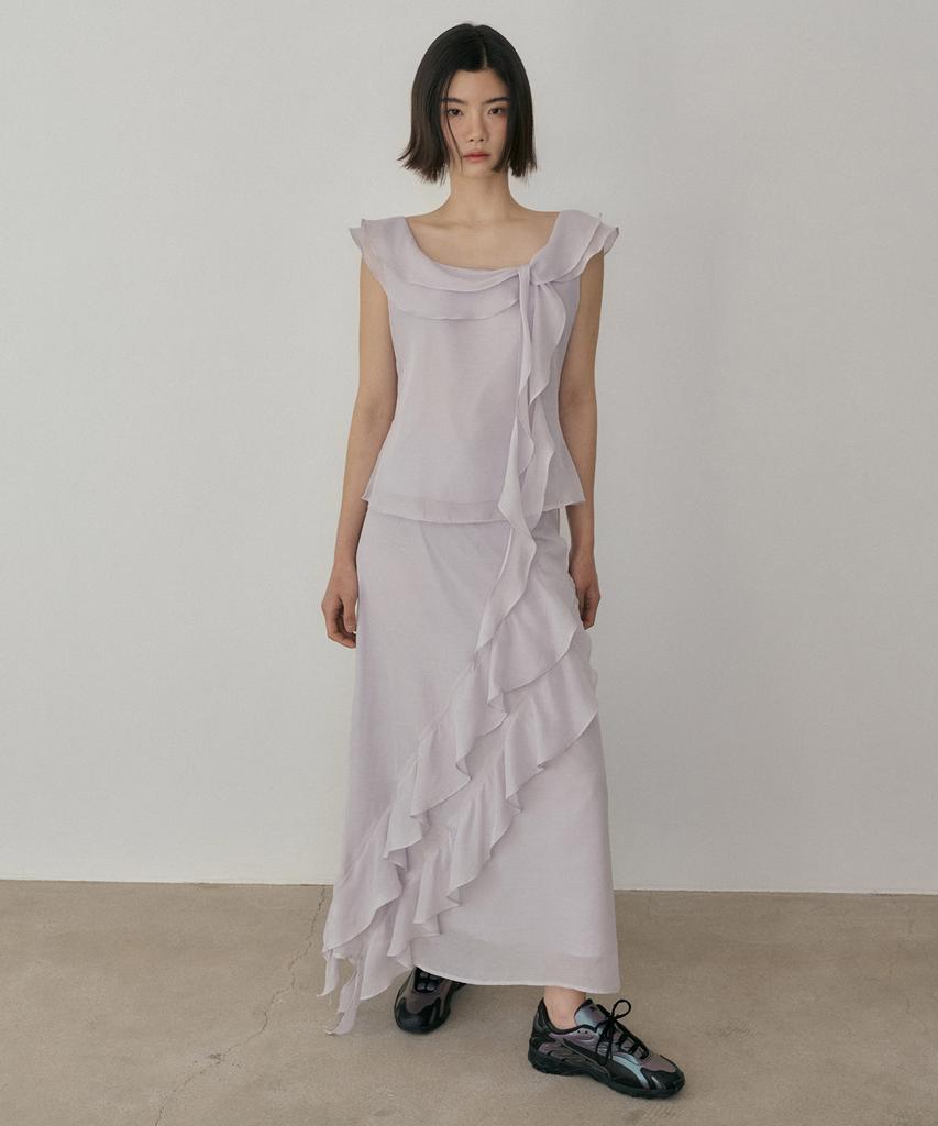 REORG Asp Frill Sleeveless Ash Gray
