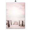 Canvas Painting Summer Pink Sunny Bridge Beach Conch Line Girl Posters And Prints Nordic Wall Art Pictures Living Room Decor