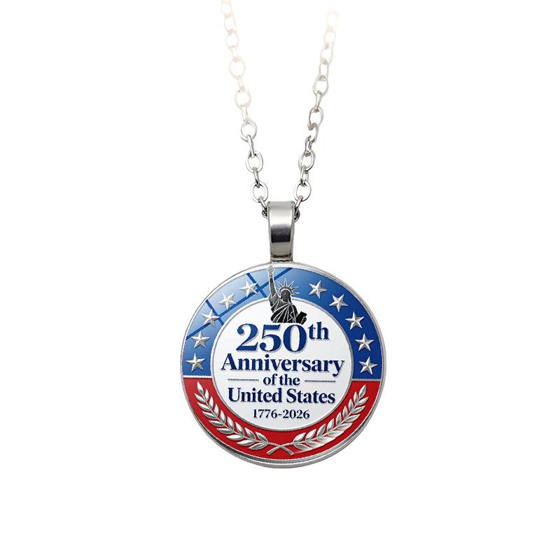 250th Anniversary Necklace Silvery Liberty Bell Pendant Statue Of Liberty Necklace Scratch-Resistant American Flag Jewelry