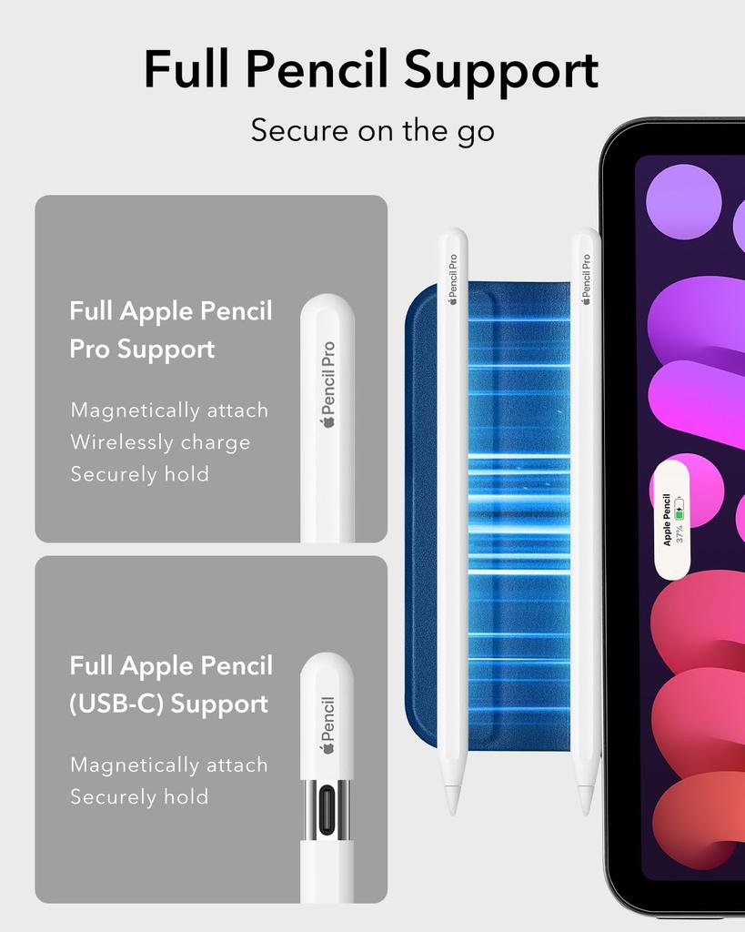 ESR iPad Mini 7 Case (A17 Pro, 2024) for iPad Mini 7th/6th Generation (8.3-inch, 2024/2021) - Slim Tri-Fold 2-Way Stand with Strong Magnetic Attachmen