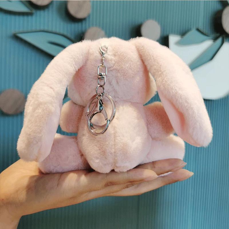 Plush Cute Bunny Keychain Animal Soft Doll For Couples And Bags 15cm Beige