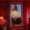 DIY Christmas Ceiling Pendant Light?Up Santa Hat Hanging Chandelier Kit, Warm LED String Lights Outdoor Porch Holiday Decor with Star Tassel, Indoor