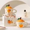 Orange Water Cup Office Birthday Gift Ceramic Cup Mug Mug with Lid Souvenir Cute Cup Household Drinking Water
