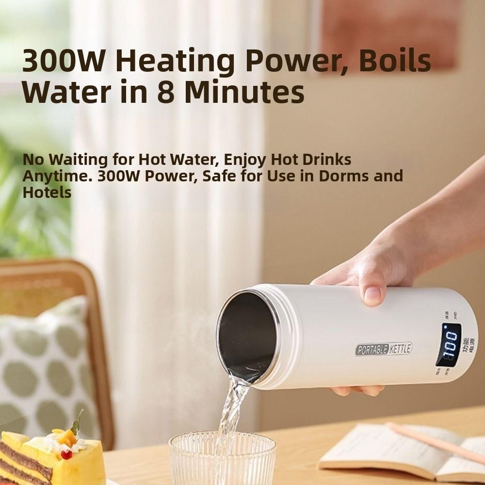 316 Edelstahl Reise-Wasserkocher Tragbare Smart-Wasserflasche für Büro, Wohnheim oder Reise