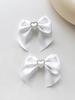 White High-end, Exquisite Heart-shaped Rhinestone Bow Hairpin for Women, a Fashionable and Versatile Hair Accessory.