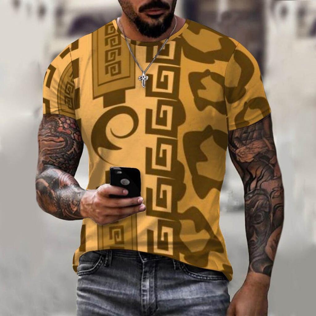 Summer Fashion Trend Local Tyrant Men's T-shirt 3D Printing Breathable Street Style Stitching O-neck Short-sleeved Comfortable