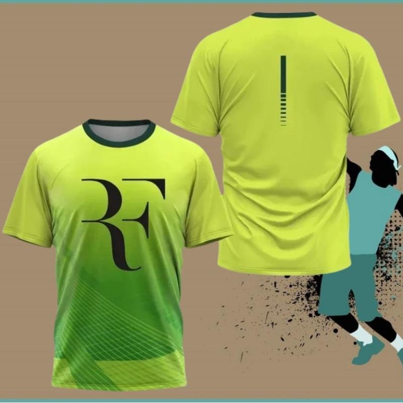 Sommer Herren Tennis Trainingsuniform, Roger Federer Rücktritts-Gedenk-Sportshirt, Lässige und Bequeme Kurzarm-Oberteile