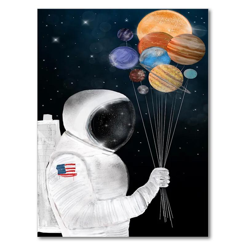 Kids Baby Nursery Room Decor Space Planet Art Print Canvas Painting Pictures for Wall Toile Decoration Murale Paintings Mural