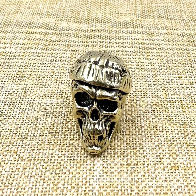 Brass Hatted Skull Head Knife Beads Edc Diy Paracord Woven Bracelets Lanyard Pendants Accessories Outdoor Tool Hangings Charms