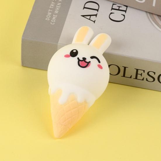 Bunny Ice Cream Squeeze Toy Stress Relief Ice Cream Cone Sensory Toy Home Office Worker Soft Stretchy Food Fidget Toy