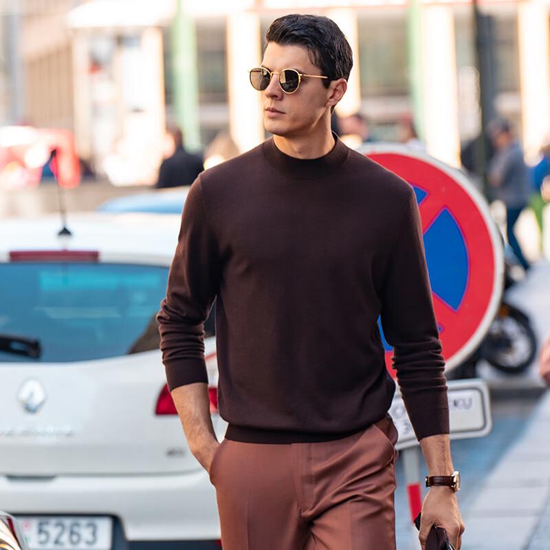 

Buxiansheng Men s 100% Wool Thick Solid Half-Turtleneck Sweater L/175