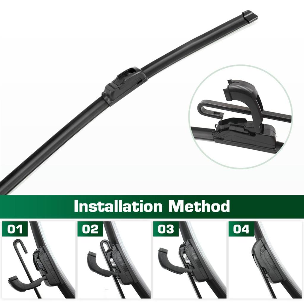 For Jeep Compass MK2 2017-2023 2018 2019 2020 Wiper Front & Rear Wiper Blades Windshield Windscreen Window Brushes 24"+18"+10