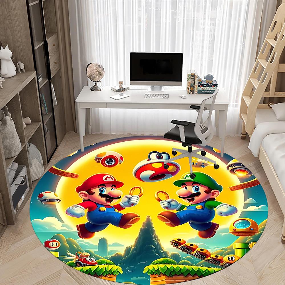 1pc Mario Luigi Office Round Area Rug, Indoor Mat Suitable For Office,Bedroom Living Room Home Decor, Room Deco a0928192