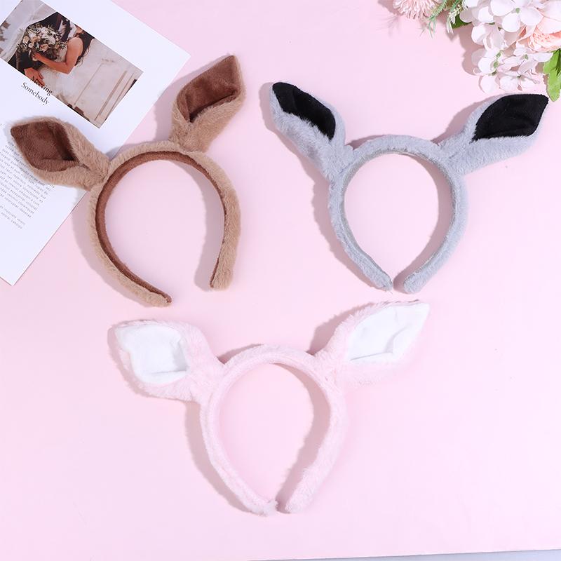 Kawaii Plush Horse Ear Headband Cute Simulation Animal Ears Hair Roop Cosplay Party Headwear Year Hair Accessories