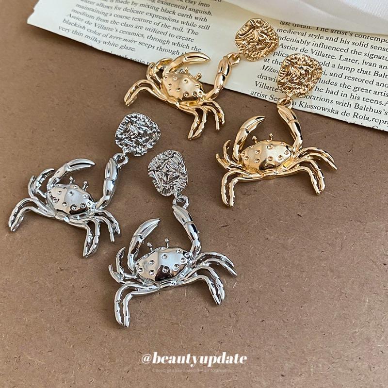 Silver Needle Exaggerated Crab Stud Earrings Fashion Temperament Ocean Style Versatile Earrings Design Sense Personalized Earrings Earrings