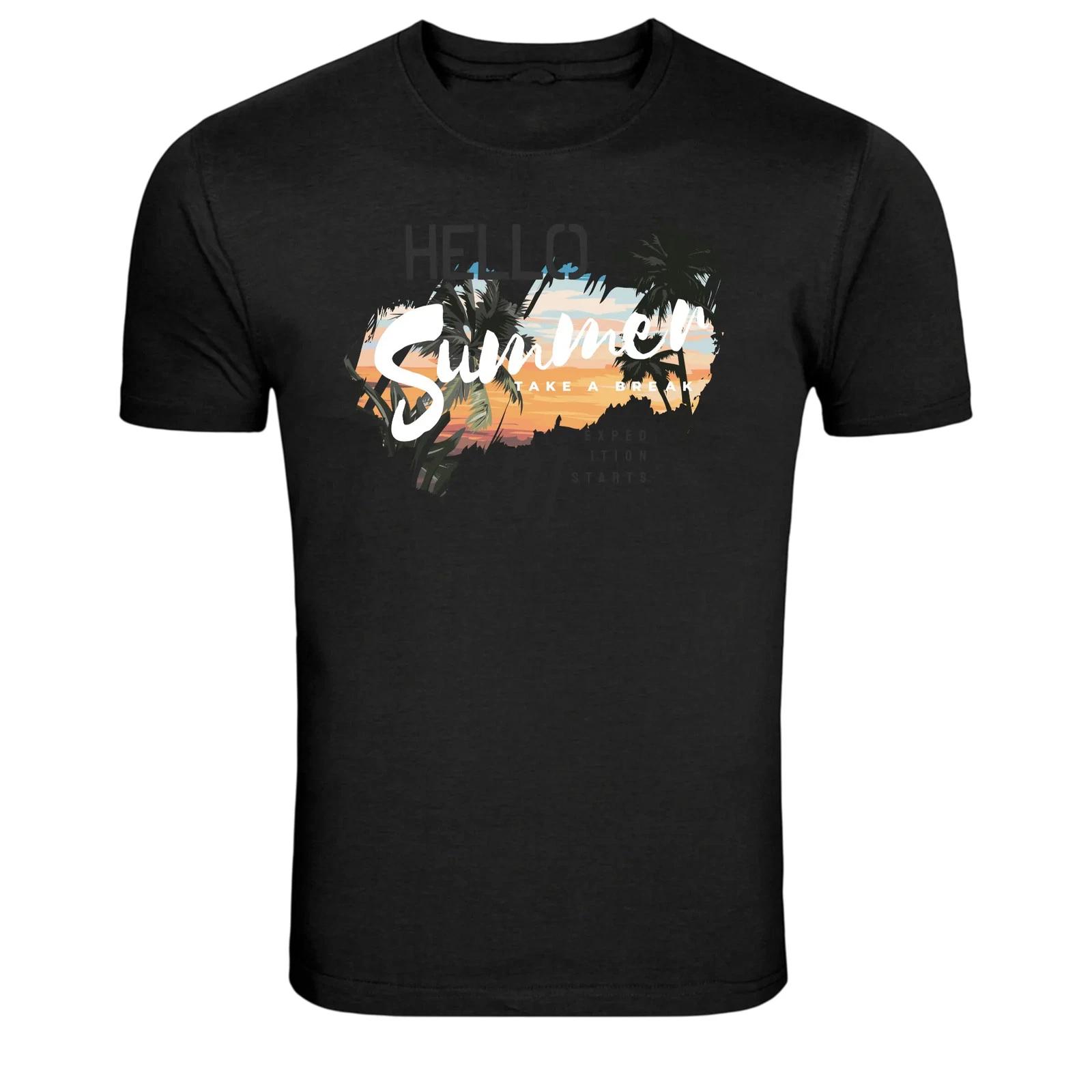 Hello Summer Take A Break Tropical Graphic T-Shirt L