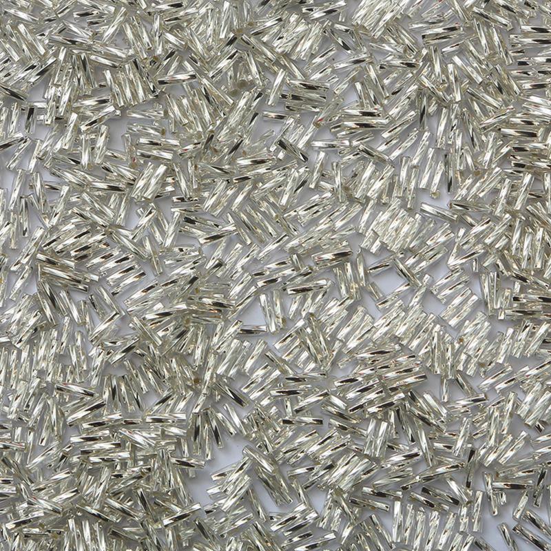 Srebrzone szklane koraliki ryżowe - rurkowe, luźne do biżuterii DIY i szycia