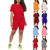 Women's 2 Piece Casual Sports Solid Color Suit Short Sleeve Top And Pants Set