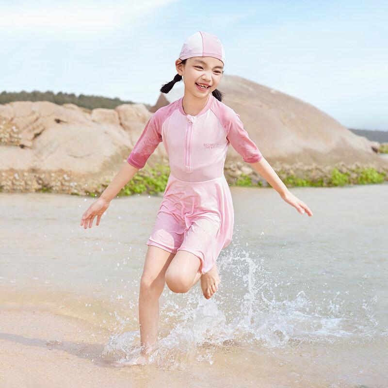 EBAER Girls' Sun Protection One-Piece Swim Dress