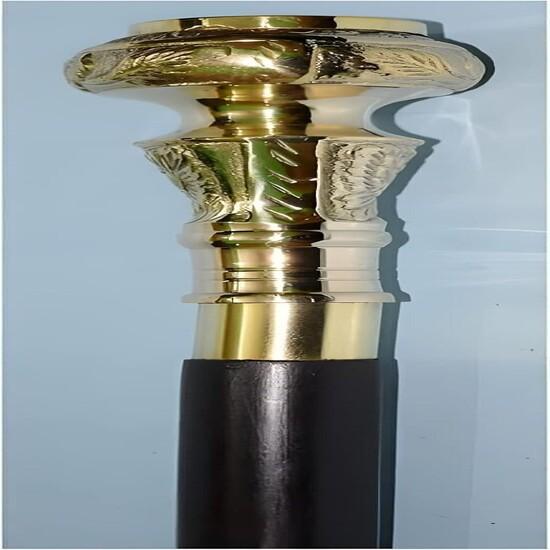 Vintage Antique Victorian Designer Brass Handle Wooden Walking Stick Cane Style